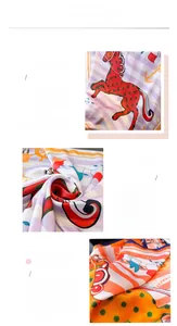 Detail of nautical horse print faux silk scarf showing fine digital print and edge texture