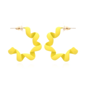 Retro Spiral C Shape Hoop Earrings Matte Painted Alloy Geometric Twisted Chunky Statement Jewelry For Women