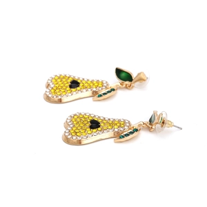 Boucles d'oreilles pendantes en forme de poire avec strass colorés et alliage doré