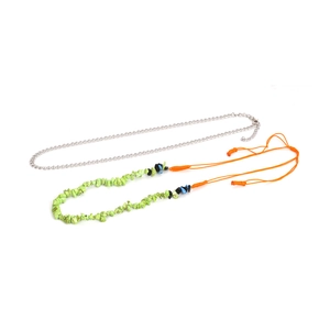 Ensemble de colliers bohèmes à deux rangs avec cordons orange et perles de pierres fines