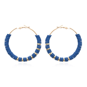 Bohemian Large Hoop Earrings With Colorful Heishi Beads Soft Clay Polymer Alloy Retro Geometric Style For Women