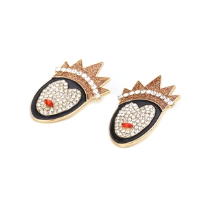 Boucles d'oreilles reine gothique avec couronne en cristal et bouche cœur rouge