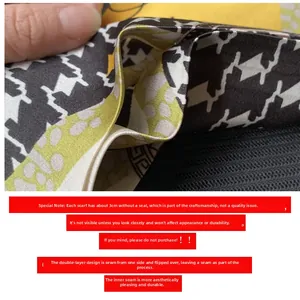 Detail of 3cm process gap for double-layer stitching on houndstooth silk scarf