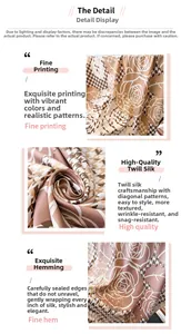 Macro details of silk scarf showing rose patterns, houndstooth print and hemmed edges