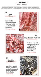 Detail of silk-like scarf showing herringbone texture, paisley print and rolled hem
