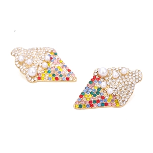 Bunte Eiscreme-Ohrringe mit farbigen Strasssteinen und Kunstperlen in Gold-Optik