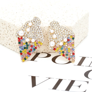 Bunte Eiscreme-Kristallstecker mit Perlen und Goldlegierung für Damen im Luxus-Stil