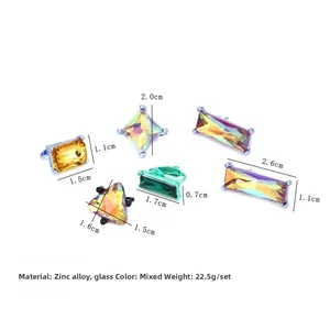Spécifications de taille pour les boucles d'oreilles géométriques en cristal coloré