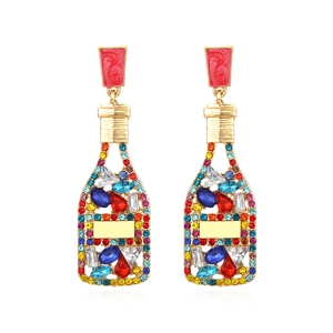 Boucles Oreilles Pendantes Bouteille Vin Strass Coloré Émail Alliage Künstliche Perle Imitation Bijoux Style Rétro Fête Femmes
