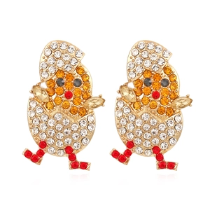 Süße Cartoon Küken Schlüpfen Ei Tropfen Ohrringe Bunte Strass Eingelegt Legierung Statement Tier Schmuck Für Damen