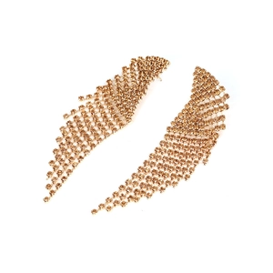 Elegant gold-tone long fringe tassel earrings with shimmering amber crystals