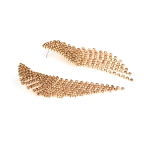 Vintage gold tassel earrings with shimmering crystals and long cascading fringe design