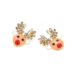 Boucles d'oreilles renne de Noël exagérées avec cristaux colorés et finition dorée