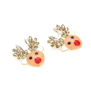 Boucles d'oreilles rennes de Noël avec cristaux colorés et finition dorée