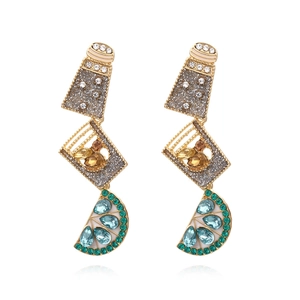 Creative Cocktail Drink Fruit Dangle Earrings Alloy Enamel Rhinestone Novelty Long Summer Party Jewelry For Women