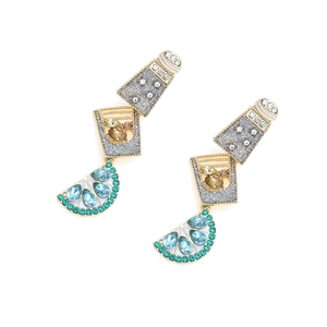 Creative multilayer alloy tequila theme earrings with lime slice and colorful crystals