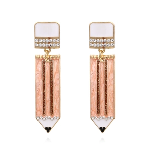 Creative Pencil Shaped Dangle Earrings Alloy Enamel Rhinestone Sparkly Cute Stationery Jewelry For Women Girls