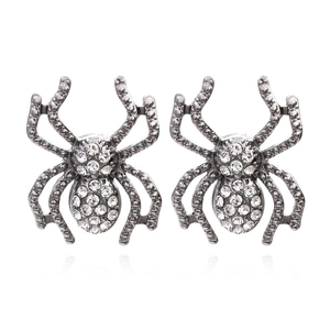 Gothic Spider Earrings Rhinestone Insect Exaggerated Retro Alloy Jewelry For Women Halloween Party