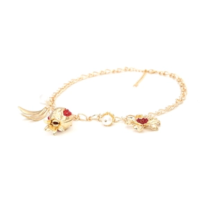 Baroque pomegranate and flower necklace with gold alloy pearls and red crystals