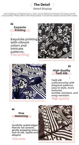 Detail of twill silk scarf showing floral print and premium hand-rolled edges