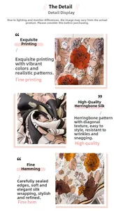Detailed macro view of silk scarf featuring herringbone weave and vintage rose print