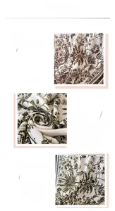 Detailed close-up of tropical palm leaf print and fine herringbone silk fabric texture