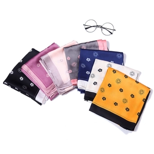 Elegant Women Satin Square Scarf Floral Camellia Geometric Striped Print Satin-Like Neck Wrap Versatile Fashion Head Scarf Style