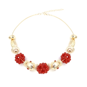 Retro Barock Granatstein Perlenkette Für Frauen Goldene Legierung Perlen Handgemachter Schmuck Schlüsselbeinkette