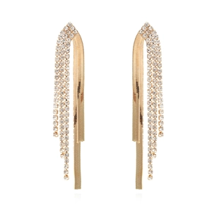 Orecchini Lunghi Con Nappine In Rame Con Catena A Artiglio In Strass Catena A Serpente Gioielli Geometrici Per Donna