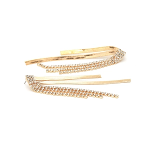 Eleganti orecchini a nappa geometrici dorati con strass luccicanti e catene a serpente