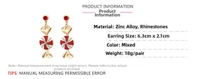 Size specifications for geometric candy drop earrings with rhinestones and enamel