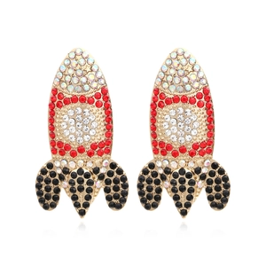 Rocket Shape Drop Earrings Alloy With Colorful Rhinestone Crystal Cartoon Fashion Geometric Jewelry For Women