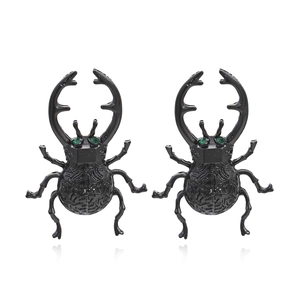 Hirschkäfer Stecker Ohrringe Legierung Lackiert Insektenform Mit Grünen Strasssteinen Gothic Punk Stil Für Frauen
