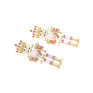 Boucles d'oreilles casse-noisette avec strass colorés et perles pour femmes