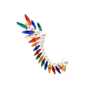 Boucles D'oreilles Ear Cuff En Forme D'aile Pour Femmes Bohème Exagéré Alliage Strass Colorés Et Bijoux En Künstliche Perles Fantaisie