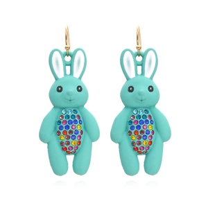 Cute Rabbit Drop Earrings With Zinc Alloy And Colorful Rhinestones Korean Style Sweet Animal Jewelry For Women