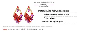 Detailed size chart for vintage layered rhinestone geometric flower dangle earrings