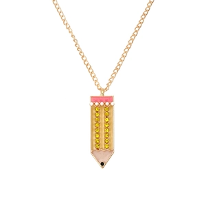 Collana Pendente Matita Lega Strass Smalto Cartone Animato Carino Tema Cancelleria Gioielli Per Donne Ragazze