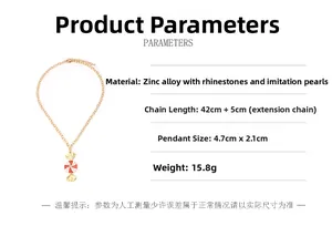 Detailed specifications of gold candy pendant necklace with pearls and crystals