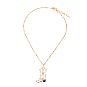 Collana dorata con ciondolo a stivale da cowboy bianco creativo con stella e perle