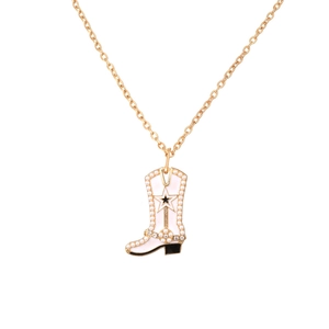 Collana Con Ciondolo A Stivale Da Cowboy In Lega Di Zinco Smalto E Imitazione Perla Artificial Strass Dettaglio Stella Per Donna