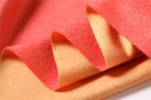 Detail showing the thick brushed texture and vibrant dual-color reversible fabric of the scarf
