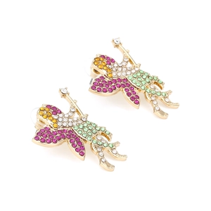 Boucles d'oreilles fée dorée avec strass colorés au design symétrique moderne