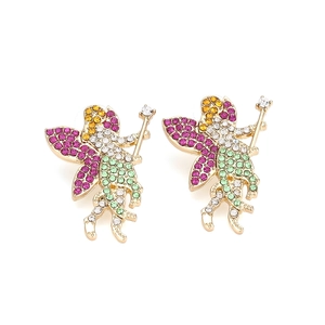 Boucles d'oreilles fée exquises en alliage doré avec strass multicolores vifs