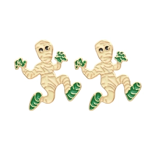 Cartoon Mumie Ohrstecker Legierung Emaille Skurril Halloween Party Schmuck Für Damen Lustiges Charakter Accessoire