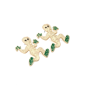 Lustige Cartoon Mumien-Ohrstecker aus Goldlegierung mit buntem Emaille für Halloween