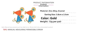 Spécifications de taille et matière des boucles d'oreilles souris en émail coloré