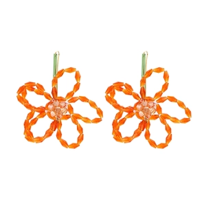 Boucles D'oreilles Fleurs En Perles Fait Main Cristal Verre Florales Pendantes Pour Femmes Style Boho
