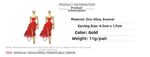Detailed size chart for cartoon lady drop earrings in zinc alloy with dimensions
