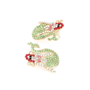 Personalized koi fish earrings with colorful crystals and gold plating in 3D design